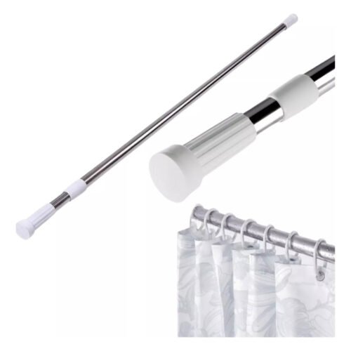 Barrote Extensible Para Ducha C/soporte 140-260cm Inoxidable Gris