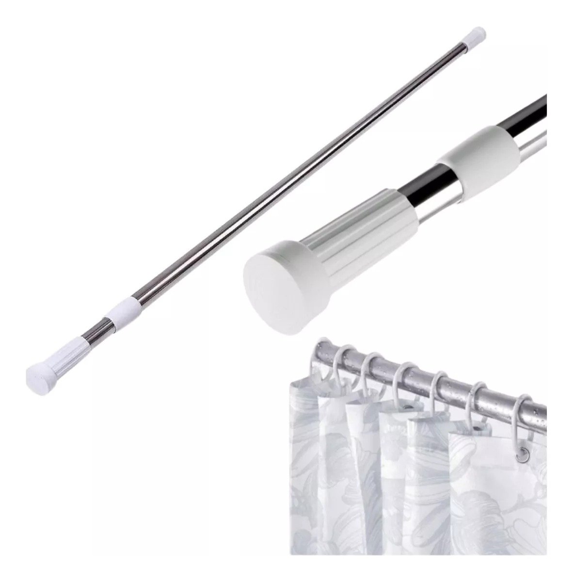 Barrote Extensible Para Ducha C/soporte 140-260cm Inoxidable Gris