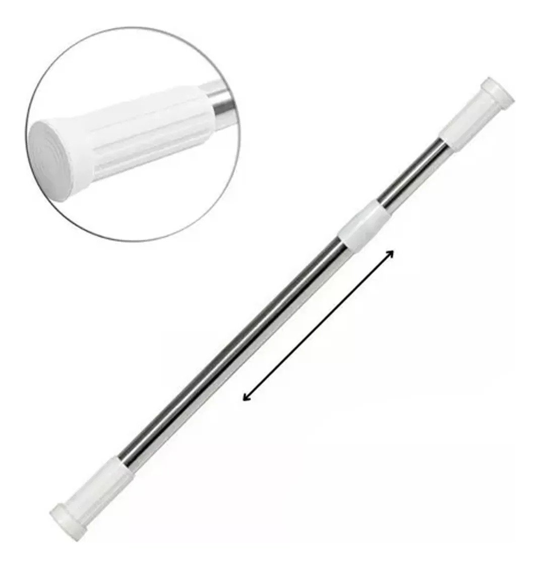 Barrote Extensible Para Ducha C/soporte 140-260cm Inoxidable Gris - Imagen 3