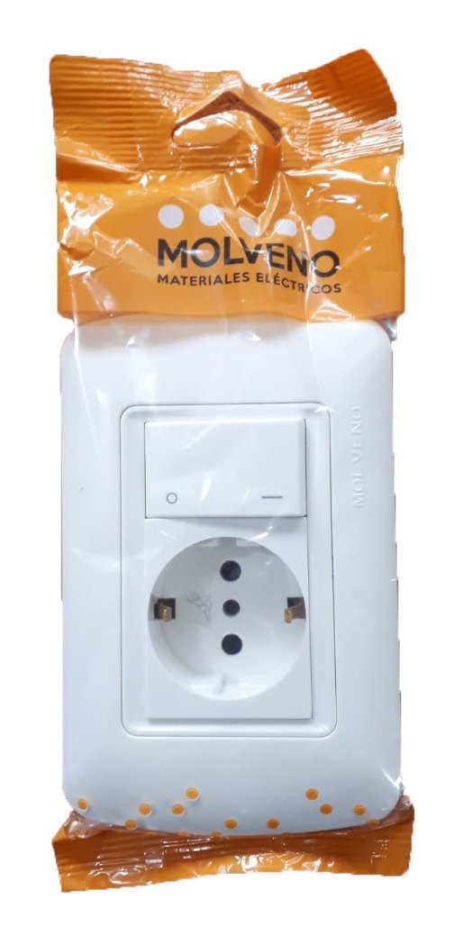 Plaqueta Schuko + Llave Bipolar Molveno - Aym Ferretería Blanco
