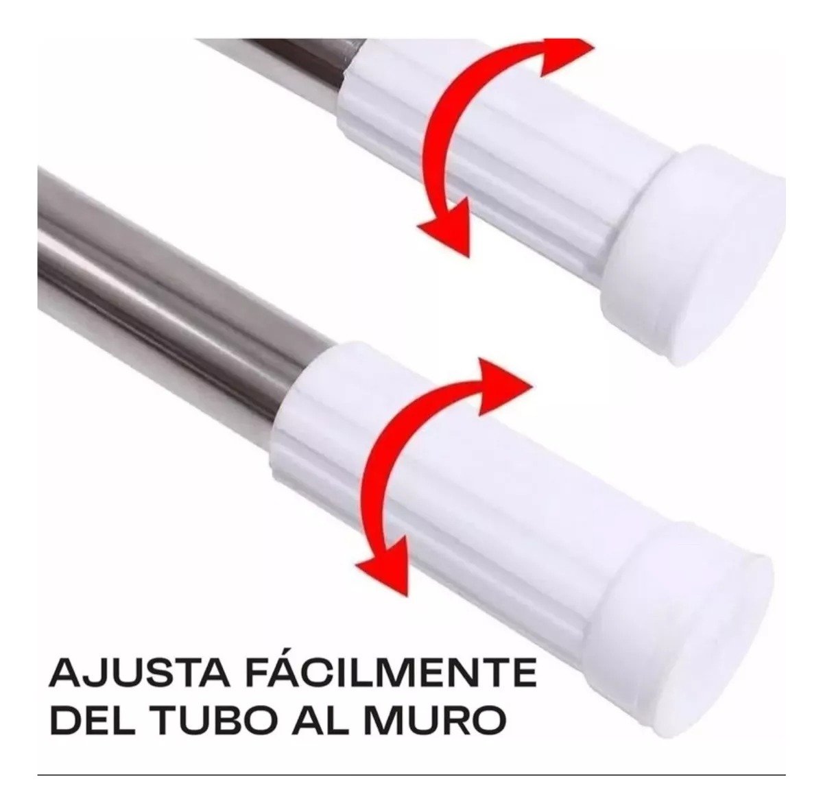 Barrote Extensible Para Ducha C/soporte 140-260cm Inoxidable Gris - Imagen 4
