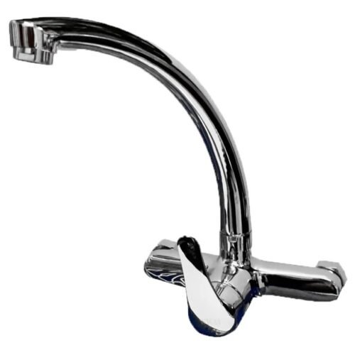 Monocomando Grifo De Pared Pico Alto Cocina - Aym Plateado