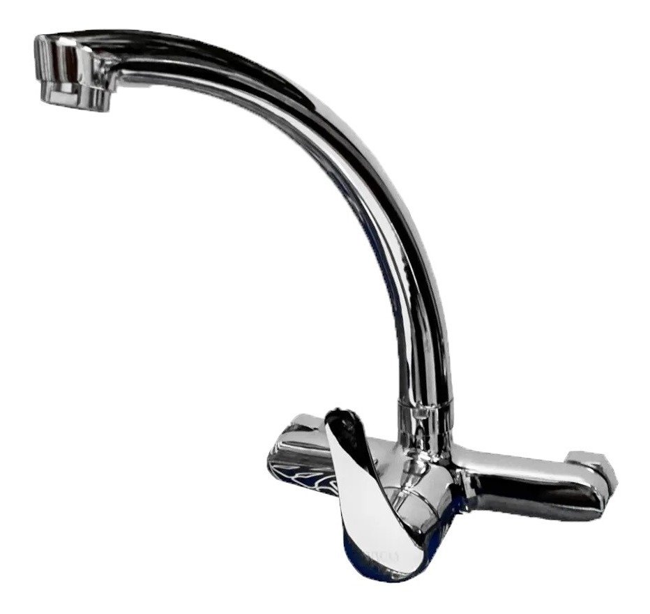 Monocomando Grifo De Pared Pico Alto Cocina - Aym Plateado