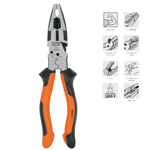 Pinza Multiuso 9" Electricista 6en1 1000V Truper