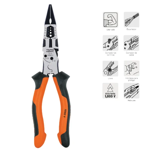 Alicate 8" Multiuso Punta Fina 6en1 1000V Truper