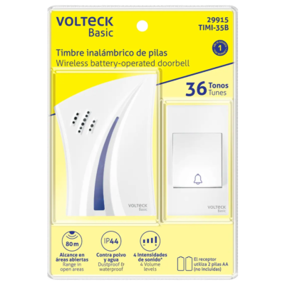 Timbre Inalámbrico a Pila, 36 Tonos Volteck