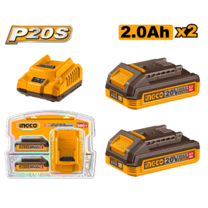 Set 2 Batería 20V 2.0Ah + 1 Cargador Ingco