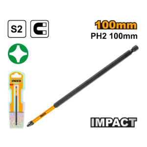 Punta Impacto Alargada S2 PH2 x 100mm Imantada Ingco