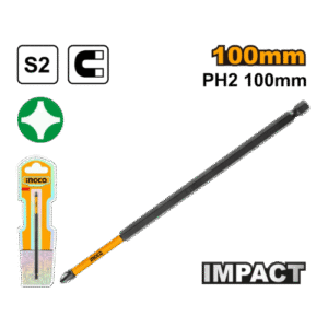 Punta Impacto Alargada S2 PH2 x 100mm Imantada Ingco