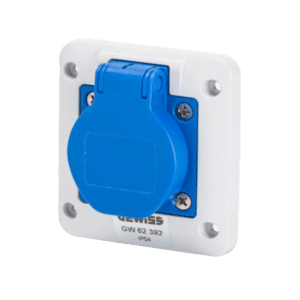 Tomacorriente Emb. Schuko 85x75mm 2P+T 16A 250V azul